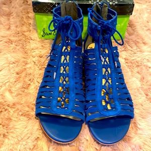 Sam Edelman Daleece Sandal in Royal Blue Suede
